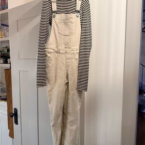 Cream Overalls with Pocket Detail